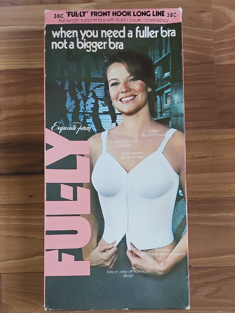 ​Vintage Exquisite Form Fully Longline Bra Front Hook 38C White NOS NIB